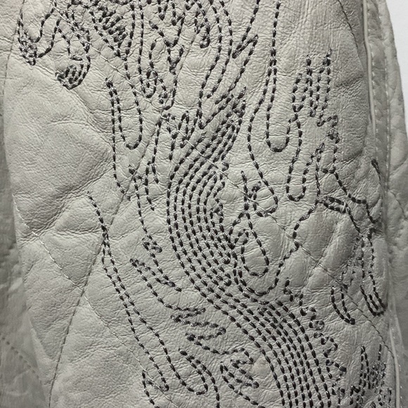 ED HARDY unisex Genuine Leather Embroidered Jacket - Picture 7 of 14